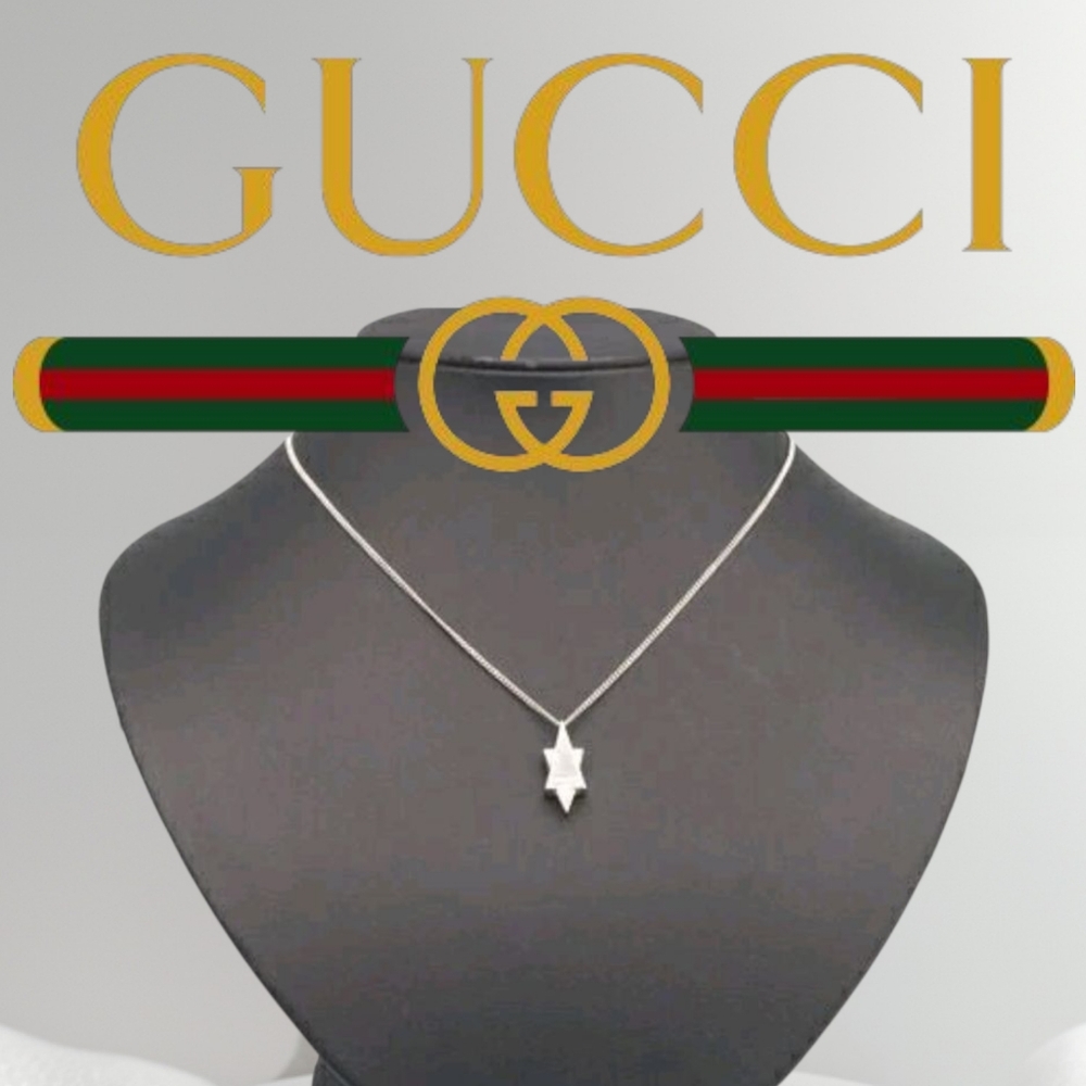Gucci 925 Silver Geometric Star Pendant Necklace